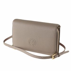 Tory Burch Bombe Flat Wallet Crossbody in French Gray